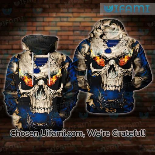 ST Louis Blues Zip Up Hoodie 3D Spell-binding Skull Gift