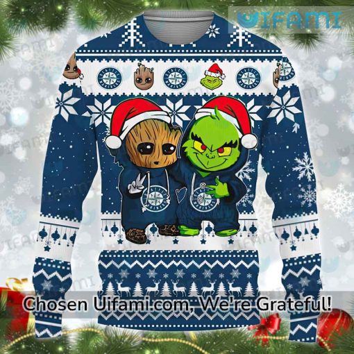 Seattle Mariners Ugly Christmas Sweater Awesome Baby Groot Grinch Mariners Gift