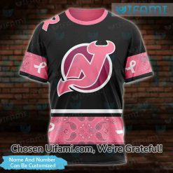 T Shirt New Jersey Devils 3D Customized Breast Cancer Gift Best selling