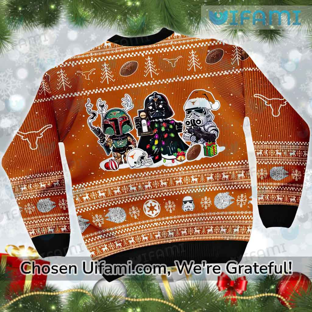 Texas Longhorns Ugly Christmas Sweater Colorful Star Wars Longhorns Gift