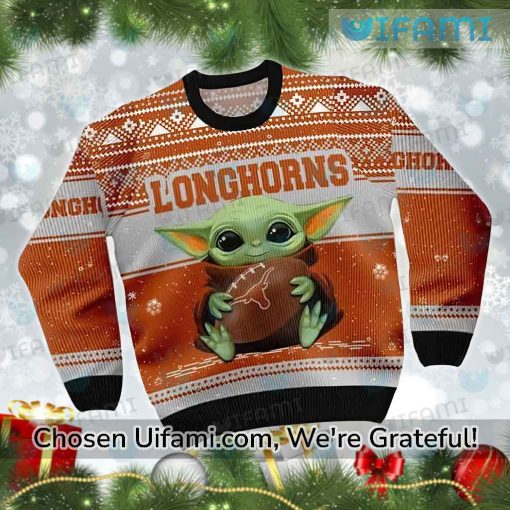Texas Longhorns Ugly Sweater Cool Baby Yoda Longhorn Football Gifts