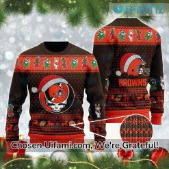 Ugly Christmas Sweater Browns Grateful Dead Gift For Cleveland Browns Fans