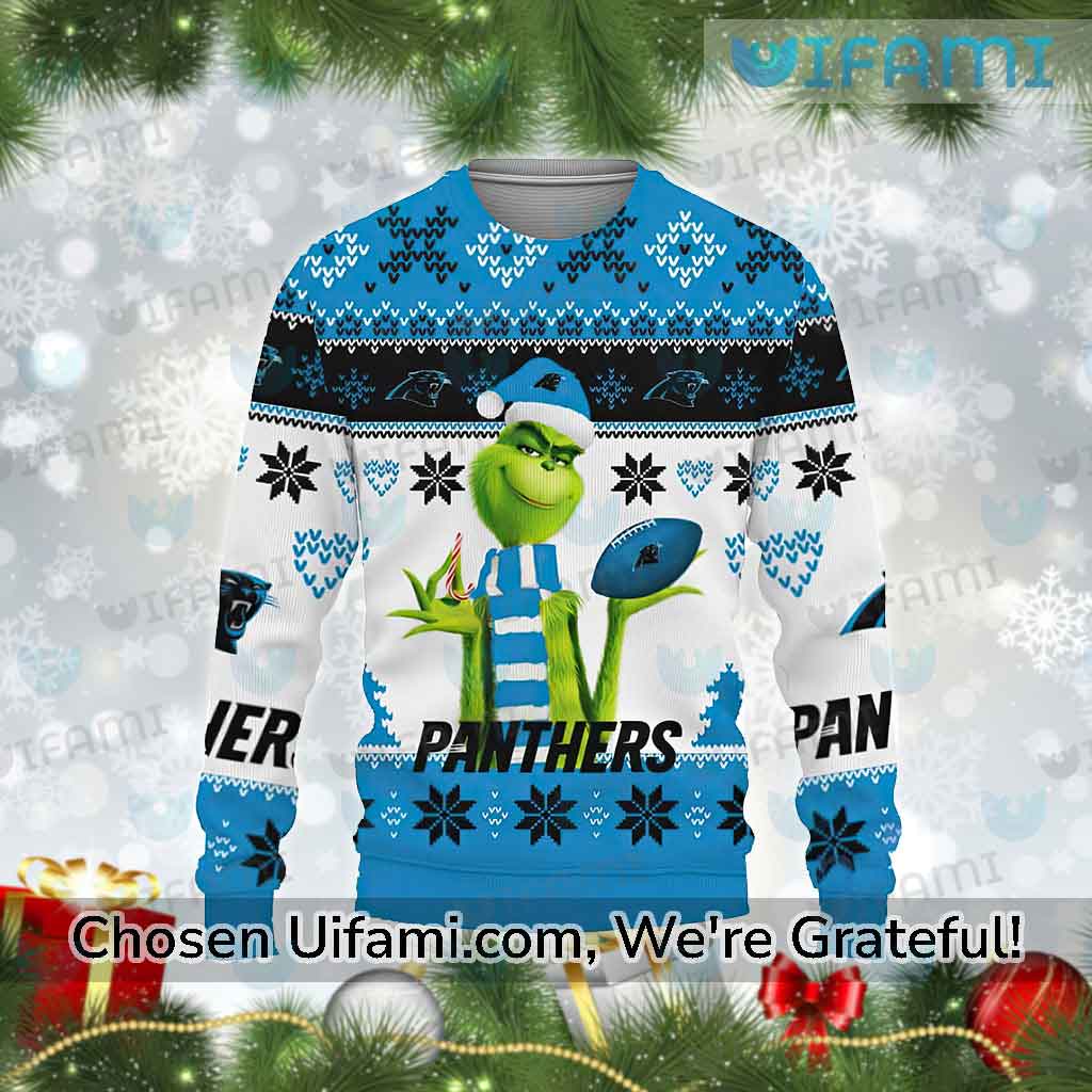 Carolina Panther Christmas Sweater Cheerful Mascot Carolina