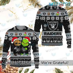 Ugly Christmas Sweater Raiders Baby Groot Grinch Las Vegas Raiders Gift