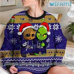 Ugly Christmas Sweater Ravens Baby Groot Grinch Baltimore Ravens Gift Latest Model