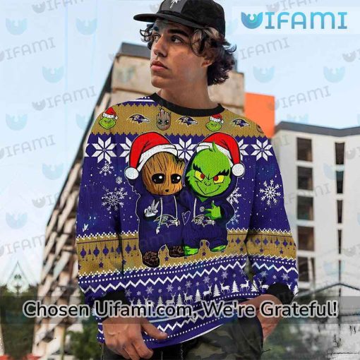 Ugly Christmas Sweater Ravens Baby Groot Grinch Baltimore Ravens Gift