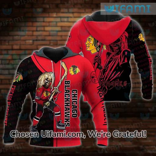 Vintage Blackhawks Hoodie 3D Awesome Eddie The Head Gift