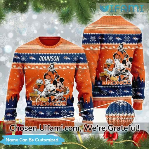 Vintage Broncos Sweater Custom Cool Mickey Goofy Donald Denver Broncos Gift