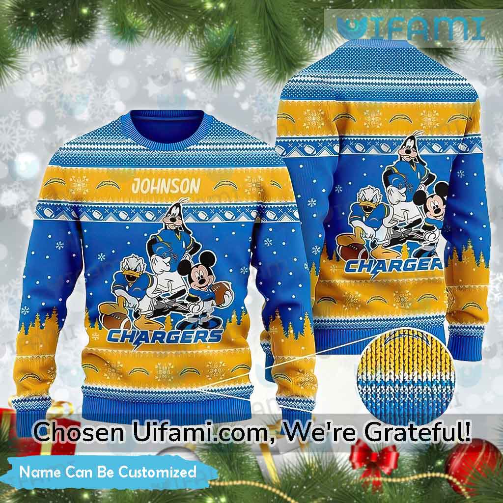 Vintage Chargers Sweater Custom Mickey Goofy Donald Los Angeles Chargers Gift