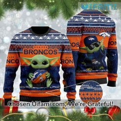 Vintage Denver Broncos Sweater Affordable Baby Yoda Broncos Christmas Gift