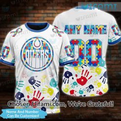 Vintage Edmonton Oilers Shirt 3D Personalized Autism Oilers Gift