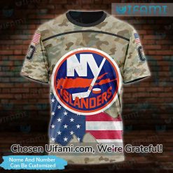 Vintage Islanders Shirt 3D Personalized USA Flag Camo NY Islanders Gift