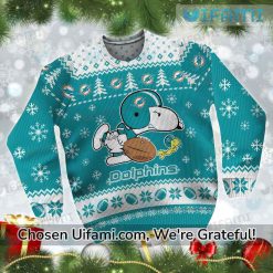 Vintage Miami Dolphins Sweater Snoopy Woodstock Miami Dolphins Gift Exclusive