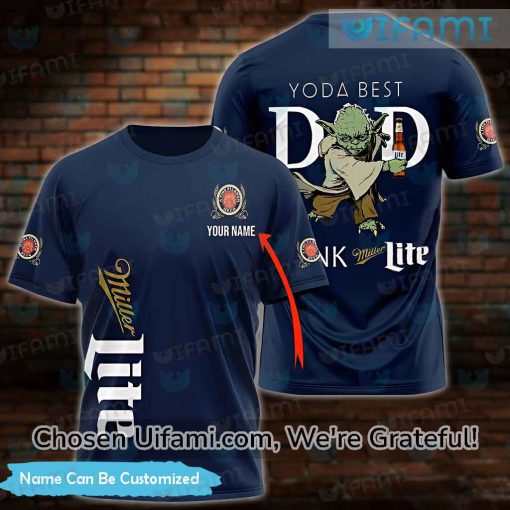 Vintage Miller Lite Shirt 3D Custom Wonderful Yoda Best Dad Miller Lite Gift