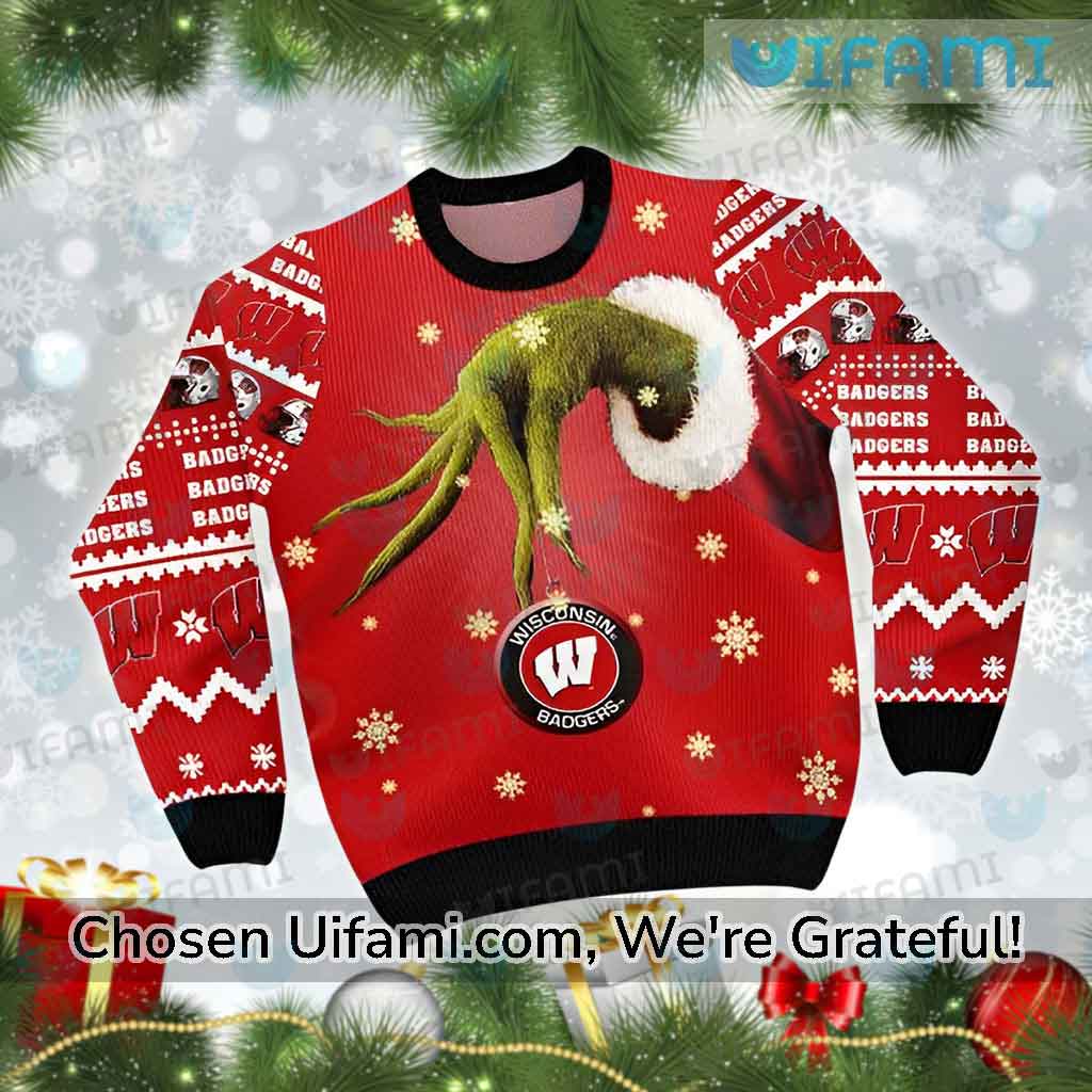 Wisconsin Badgers Ugly Sweater Novelty Grinch Badgers Gift