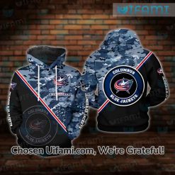 Women’s Columbus Blue Jackets Hoodie 3D Upbeat Camo Gift