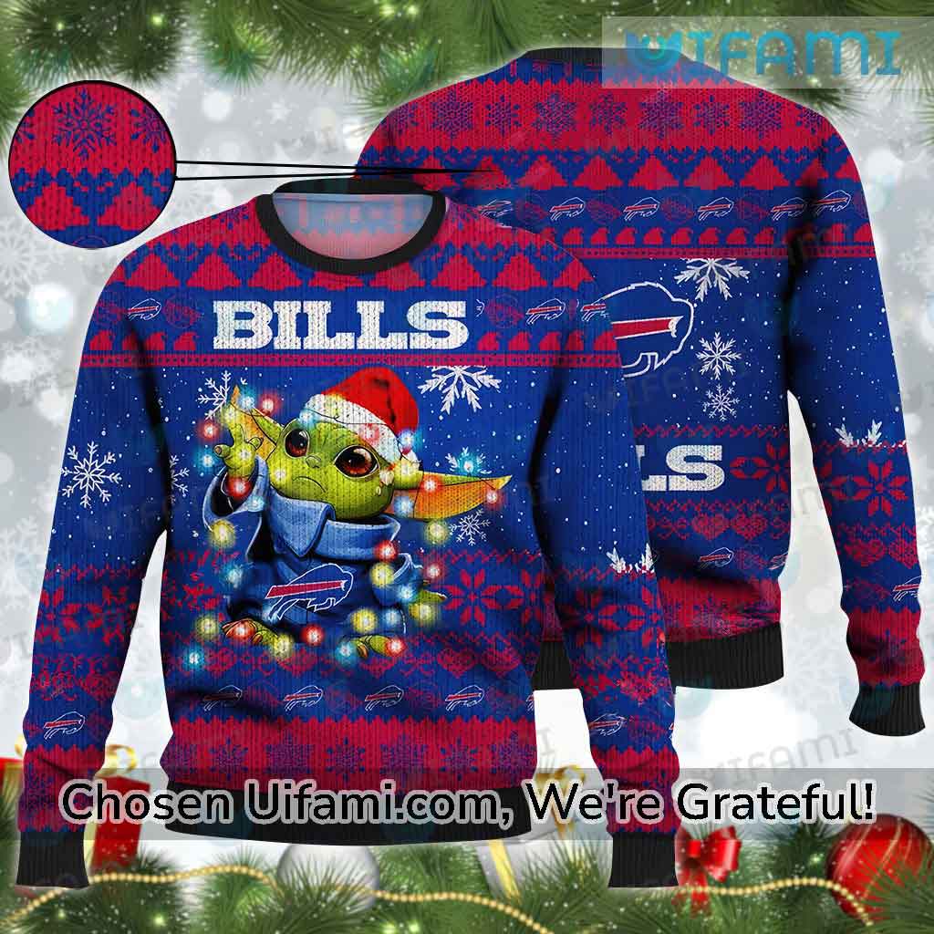 Womens Buffalo Bills Ugly Sweater Colorful Baby Yoda Buffalo Bills