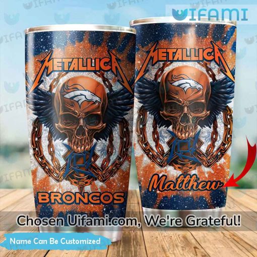 Broncos Stainless Steel Tumbler Comfortable Custom Skull Metallica Broncos Gift
