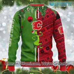 Calgary Flames Ugly Christmas Sweater Cheerful Grinch Max Gift Exclusive
