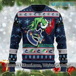 Canucks Sweater Tempting Grinch Vancouver Canucks Gift Best selling