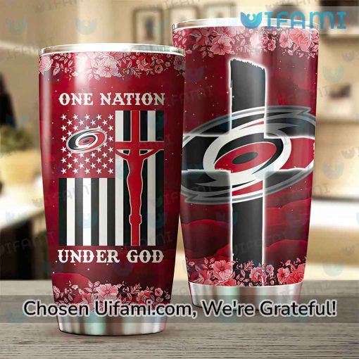 Carolina Hurricanes 30 Oz Tumbler Amazing USA Flag Under God Hurricanes Gift