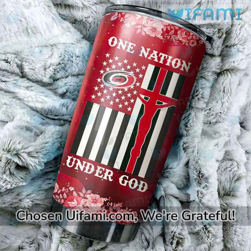 Carolina Hurricanes 30 Oz Tumbler Amazing USA Flag Under God Hurricanes Gift