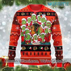 Chicago Blackhawks Christmas Sweater Greatest Grinch Gift Best selling