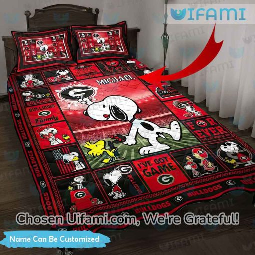 Custom Georgia Bulldogs Bedding Best Snoopy Woodstock UGA Gifts For Dad