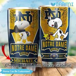 Custom Notre Dame Tumbler Attractive Snoopy Woodstock Notre Dame Gift