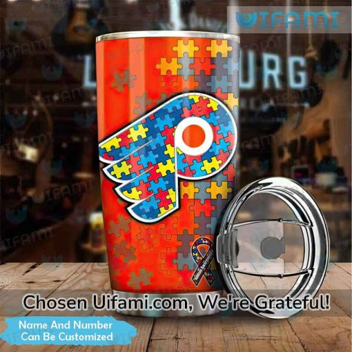 Custom Philadelphia Flyers Coffee Tumbler Beautiful Autism Flyers Gift