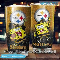 Custom Steelers Wine Tumbler SpongeBob Pittsburgh Steelers Gift For Him