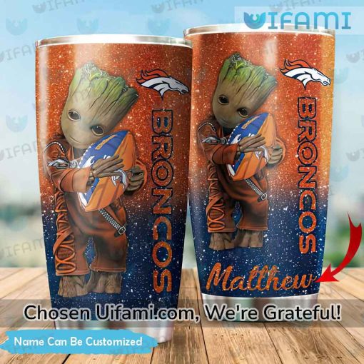 Denver Broncos Tumbler With Straw Custom Creative Baby Groot Broncos Gift