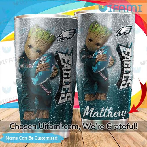 Eagles Tumbler With Straw Personalized Baby Groot Philadelphia Eagles Gift Ideas