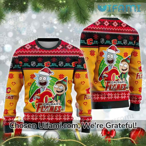 Flames Ugly Sweater Last Minute Rick And Morty Calgary Flames Gift