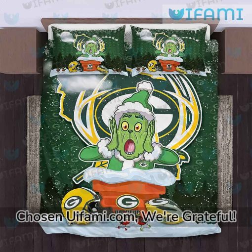 Green Bay Packers Bedding Set Rare Grinch Green Bay Gifts For Him