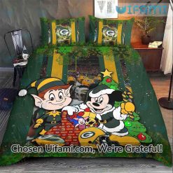 Green Bay Packers Full Size Bedding Spirited Mickey Christmas Elf Packers Gift