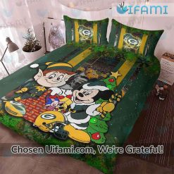 Green Bay Packers Full Size Bedding Spirited Mickey Christmas Elf Packers Gift