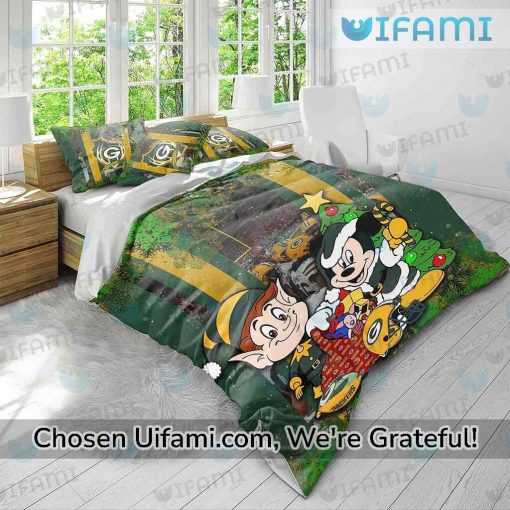 Green Bay Packers Full Size Bedding Spirited Mickey Christmas Elf Packers Gift