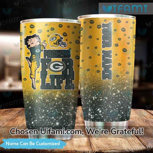 Green Bay Packers Tumbler With Straw Custom Betty Boop For Life Packers Gift