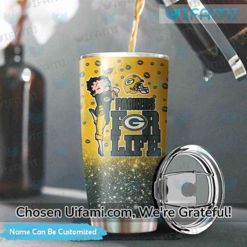 Green Bay Packers Tumbler With Straw Custom Betty Boop For Life Packers Gift
