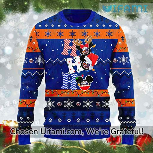 Islanders Ugly Christmas Sweater Eye-opening Mickey Ho Ho Ho NY Islanders Gift