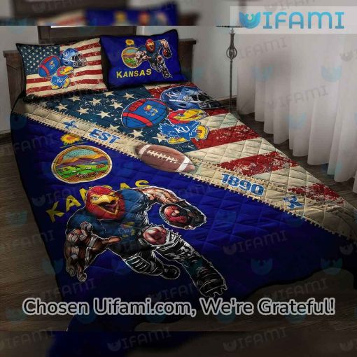 KU Sheet Set Selected USA Flag Kansas Jayhawks Gift