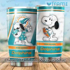 Miami Dolphins Glitter Tumbler Best selling Snoopy Gifts For Miami Dolphins Fans Best selling