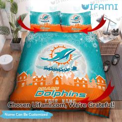 Miami Dolphins Queen Size Bedding Set Custom Christmas Miami Dolphins Gift