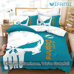 Miami Dolphins Twin Sheet Set Exciting Punisher Skull Miami Dolphins Gift