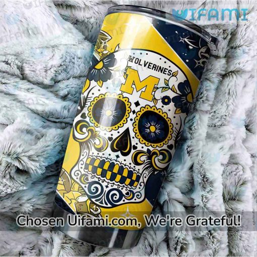 Michigan Tumbler Cup Exclusive Sugar Skull Michigan Wolverines Gift