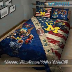 Michigan Wolverines Bedding Useful USA Flag Mascot Michigan Football Gift