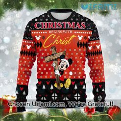 Mickey Sweater Women Playful Begins With Christ Gift