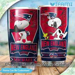 New England Patriots Tumbler With Straw Custom Snoopy Woodstock Gift