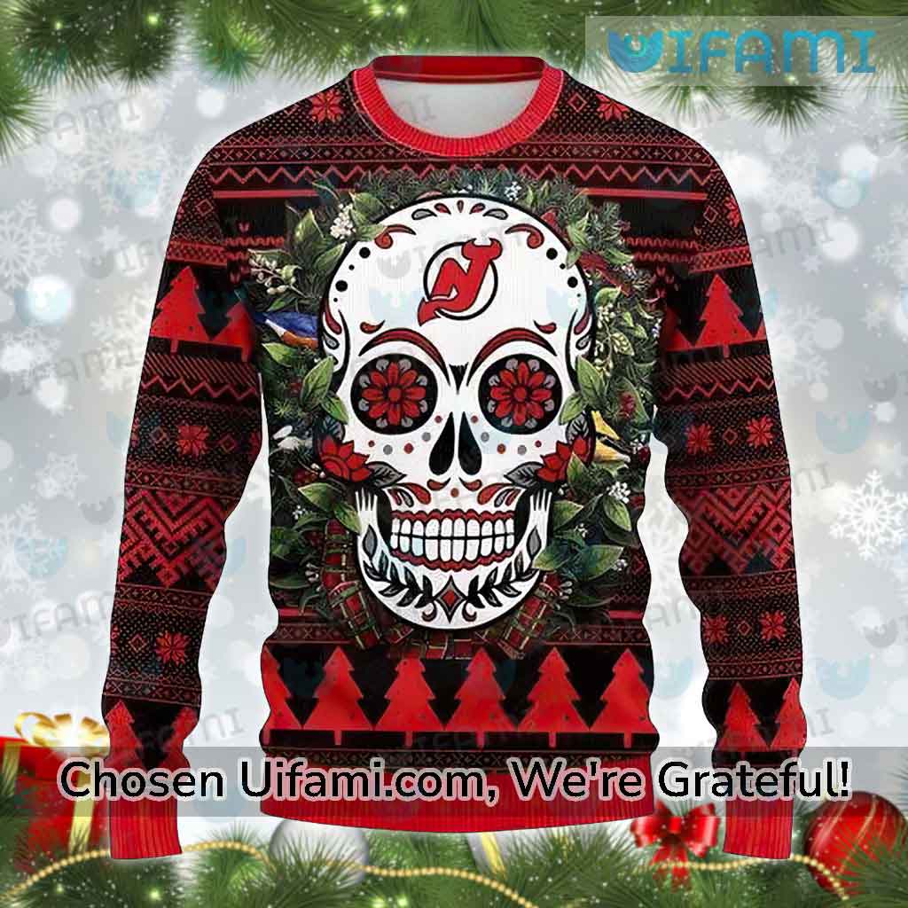 New Jersey Devils Ugly Sweater Playful Sugar Skull Gift